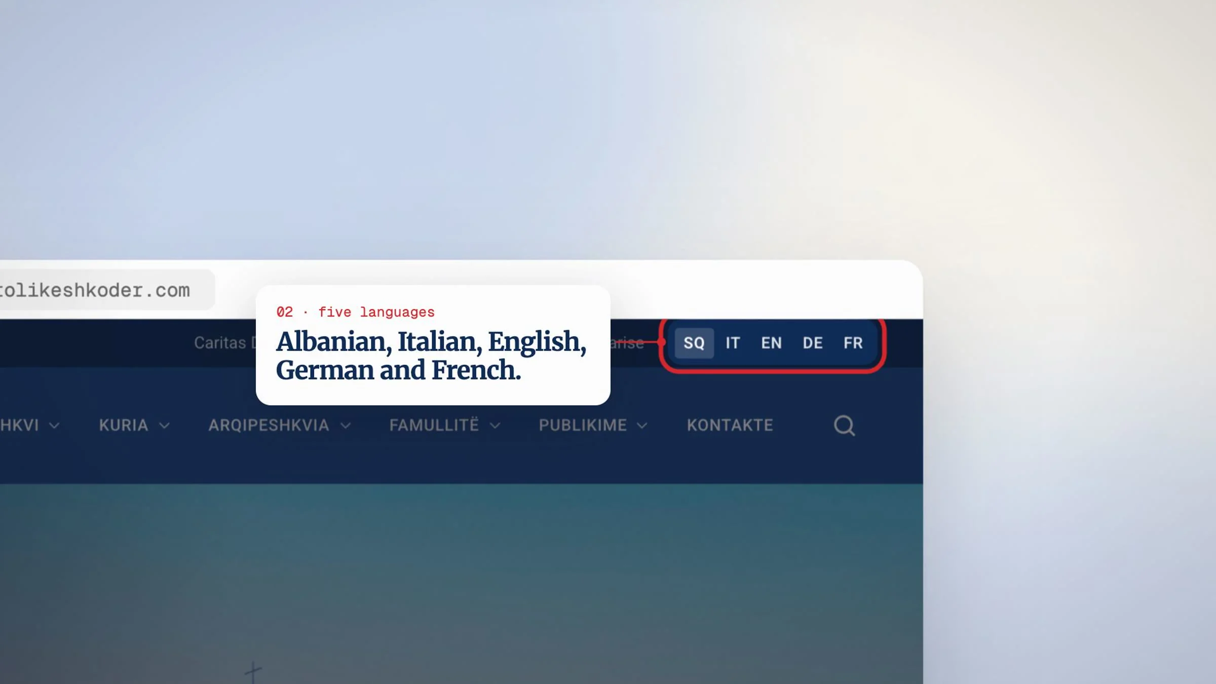 Albanian, Italian, English, German and French.